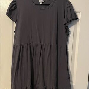 Time and Tru Charcoal Dress with Ruffle Sleeves